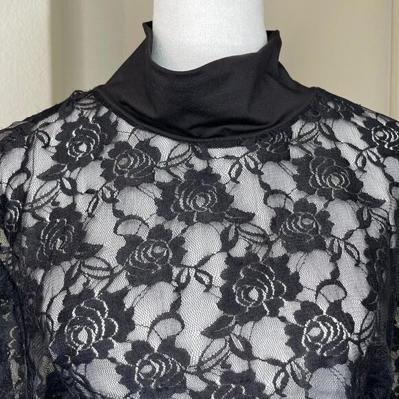 Incerun Black Lace Mock Neck Sheer Layers Size 5XL Summer Party Event - Picture 4 of 7